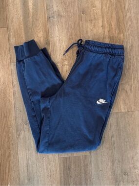 Nike Navy Blue Jogger Sweatpants with White Logo